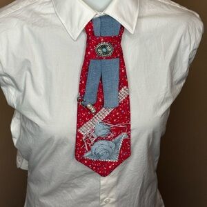 Red and Blue Patterned Tie